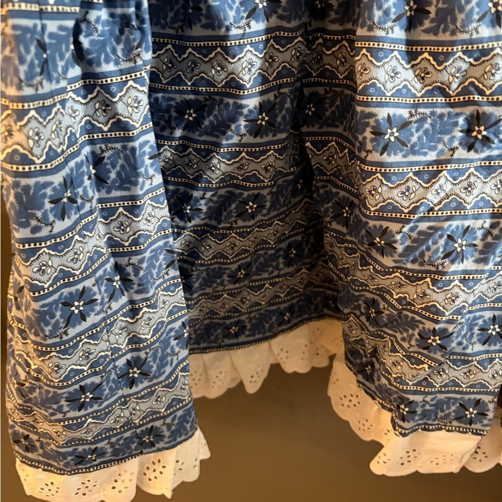 Vintage Marie Claire Blue Patterned Women's Skirt boho gypsi tiered - Picture 3 of 5
